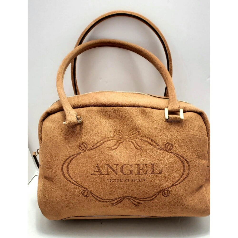Vintage Victoria Secret Angel Faux Suede Brown Tote Satchel Y2K Retro Style Bags